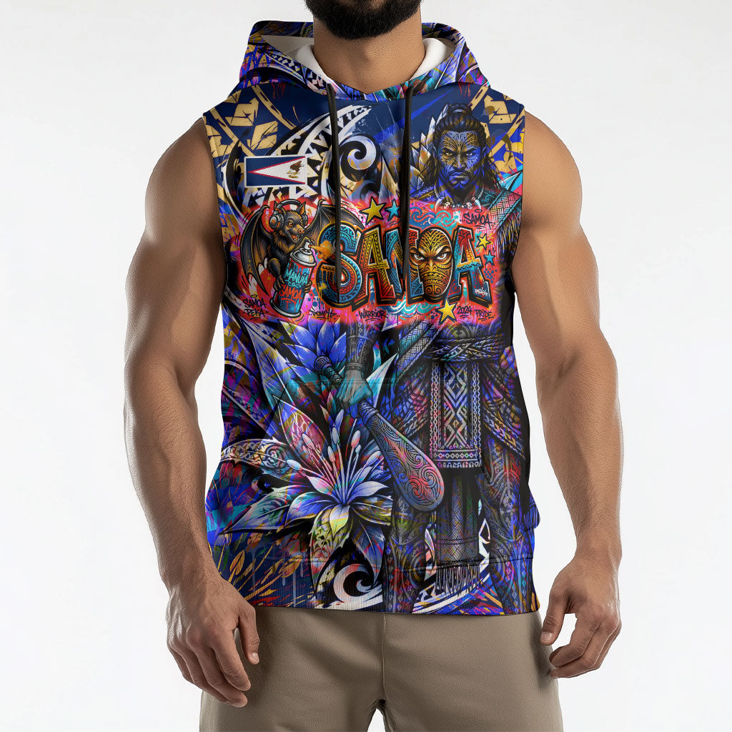 American Samoa Warrior Sleeveless Hoodie Polynesian Fruit Bat Talofa Urban Graffiti Street Art