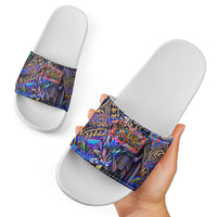 American Samoa Warrior Slide Sandals Polynesian Fruit Bat Talofa Urban Graffiti Street Art