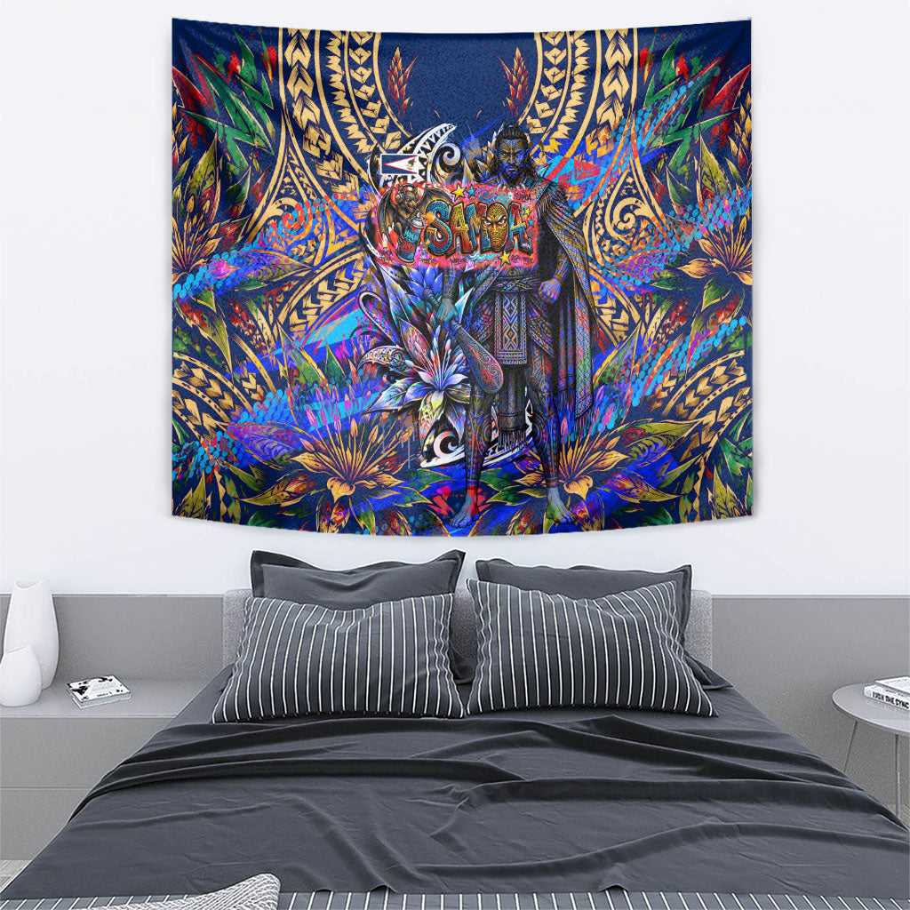 American Samoa Warrior Tapestry Polynesian Fruit Bat Talofa Urban Graffiti Street Art