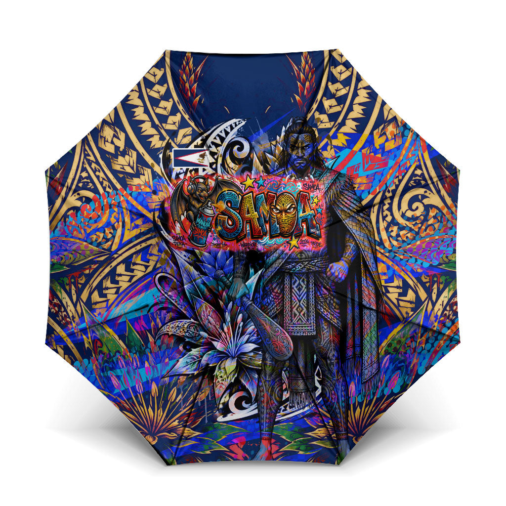 American Samoa Warrior Umbrella Polynesian Fruit Bat Talofa Urban Graffiti Street Art