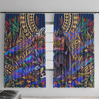 American Samoa Warrior Window Curtain Polynesian Fruit Bat Talofa Urban Graffiti Street Art