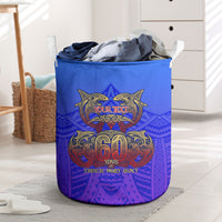 Personalized Polynesian 60th Birthday Laundry Basket Polynesian Tribal Art Vintage Ocean Pattern