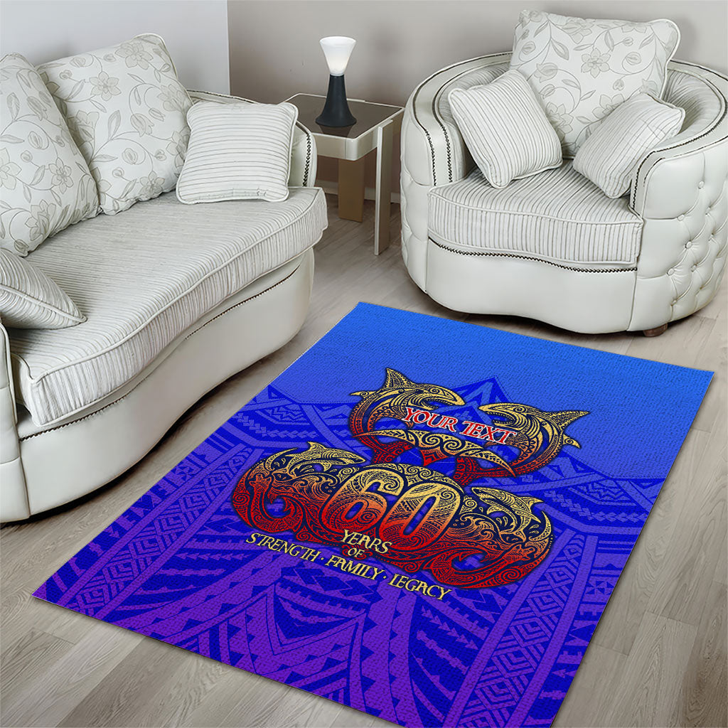 Personalized Polynesian 60th Birthday Area Rug Polynesian Tribal Art Vintage Ocean Pattern TS04 - Polynesian Pride