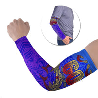 Personalized Polynesian 60th Birthday Arm Sleeves Polynesian Tribal Art Vintage Ocean Pattern