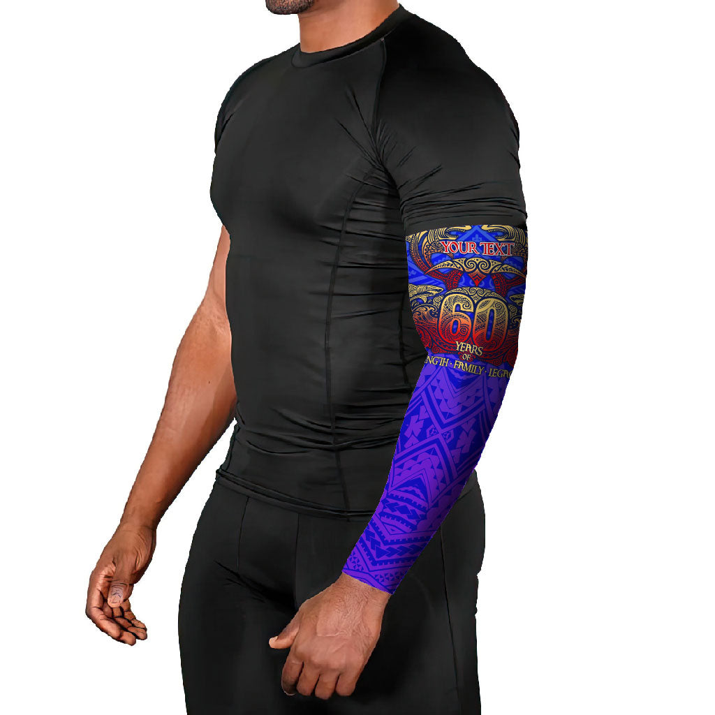 Personalized Polynesian 60th Birthday Arm Sleeves Polynesian Tribal Art Vintage Ocean Pattern