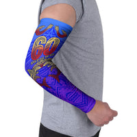Personalized Polynesian 60th Birthday Arm Sleeves Polynesian Tribal Art Vintage Ocean Pattern
