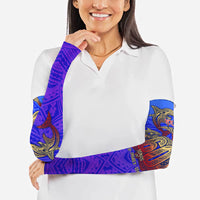 Personalized Polynesian 60th Birthday Arm Sleeves Polynesian Tribal Art Vintage Ocean Pattern