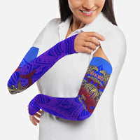 Personalized Polynesian 60th Birthday Arm Sleeves Polynesian Tribal Art Vintage Ocean Pattern