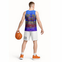 Personalized Polynesian 60th Birthday Basketball Jersey Polynesian Tribal Art Vintage Ocean Pattern