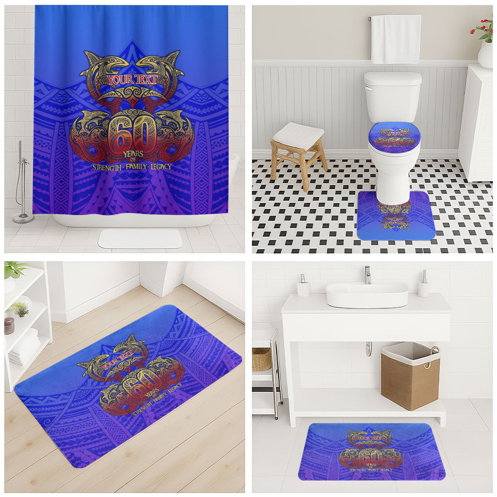 Personalized Polynesian 60th Birthday Bathroom Set Polynesian Tribal Art Vintage Ocean Pattern TS04 - Polynesian Pride