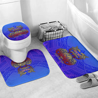 Personalized Polynesian 60th Birthday Bathroom Set Polynesian Tribal Art Vintage Ocean Pattern TS04 Mat Set Only (3 pcs) One Size Blue Yellow - Polynesian Pride