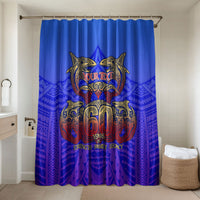Personalized Polynesian 60th Birthday Bathroom Set Polynesian Tribal Art Vintage Ocean Pattern TS04 Shower Curtain Only Blue Yellow - Polynesian Pride