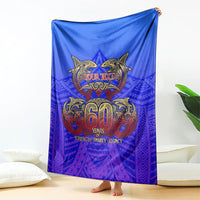 Personalized Polynesian 60th Birthday Blanket Polynesian Tribal Art Vintage Ocean Pattern
