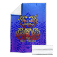 Personalized Polynesian 60th Birthday Blanket Polynesian Tribal Art Vintage Ocean Pattern