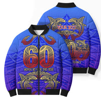 Personalized Polynesian 60th Birthday Bomber Puffer Jacket Polynesian Tribal Art Vintage Ocean Pattern TS04 - Polynesian Pride