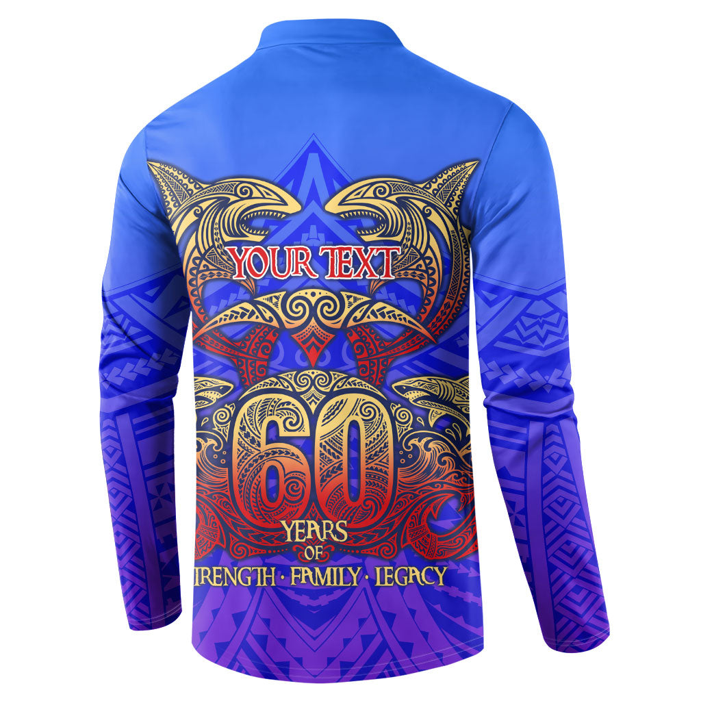 Personalized Polynesian 60th Birthday Button Sweatshirt Polynesian Tribal Art Vintage Ocean Pattern TS04 - Polynesian Pride