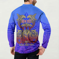 Personalized Polynesian 60th Birthday Button Sweatshirt Polynesian Tribal Art Vintage Ocean Pattern TS04 - Polynesian Pride