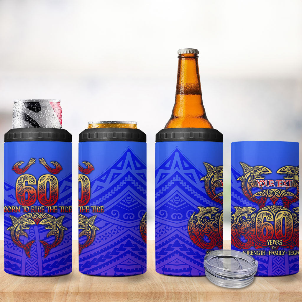 Personalized Polynesian 60th Birthday 4 in 1 Can Cooler Tumbler Polynesian Tribal Art Vintage Ocean Pattern TS04 - Polynesian Pride