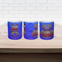 Personalized Polynesian 60th Birthday Ceramic Mug Polynesian Tribal Art Vintage Ocean Pattern