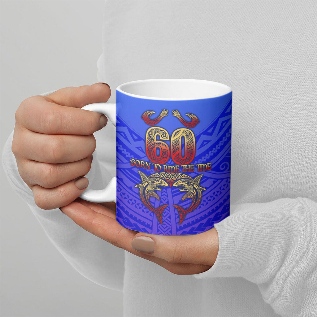 Personalized Polynesian 60th Birthday Ceramic Mug Polynesian Tribal Art Vintage Ocean Pattern