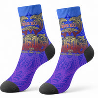 Personalized Polynesian 60th Birthday Crew Socks Polynesian Tribal Art Vintage Ocean Pattern TS04 - Polynesian Pride