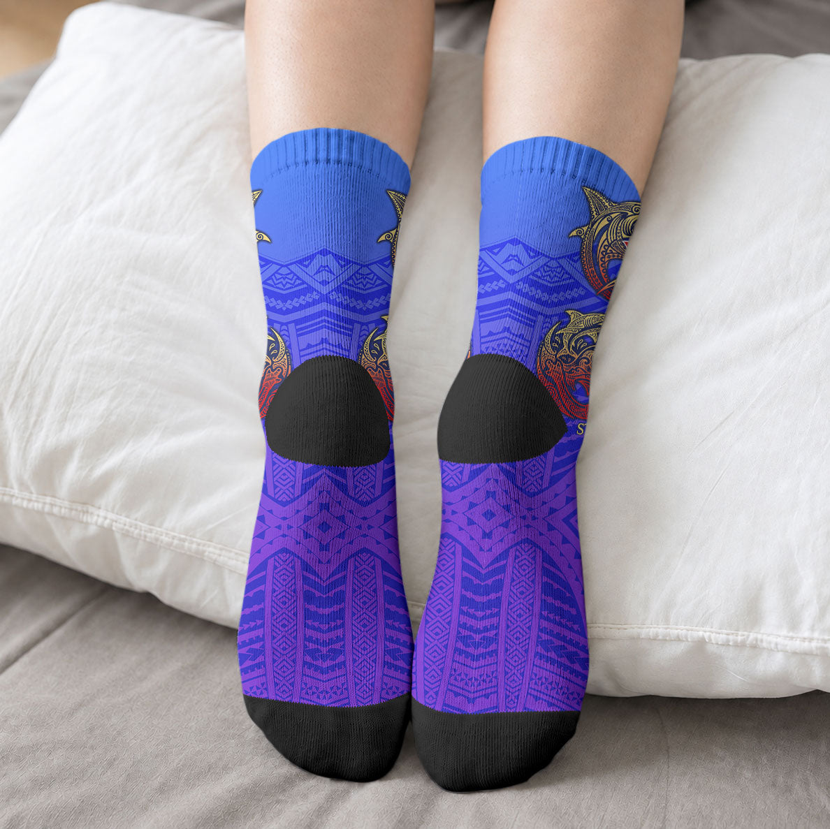 Personalized Polynesian 60th Birthday Crew Socks Polynesian Tribal Art Vintage Ocean Pattern TS04 - Polynesian Pride