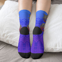 Personalized Polynesian 60th Birthday Crew Socks Polynesian Tribal Art Vintage Ocean Pattern TS04 - Polynesian Pride