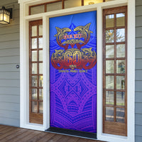 Personalized Polynesian 60th Birthday Door Cover Polynesian Tribal Art Vintage Ocean Pattern