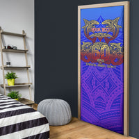 Personalized Polynesian 60th Birthday Door Cover Polynesian Tribal Art Vintage Ocean Pattern
