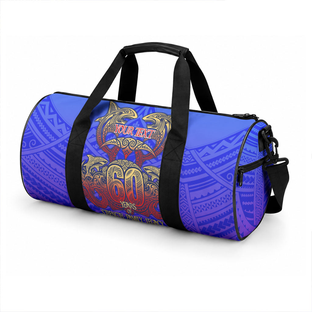 Personalized Polynesian 60th Birthday Duffle Bag Polynesian Tribal Art Vintage Ocean Pattern