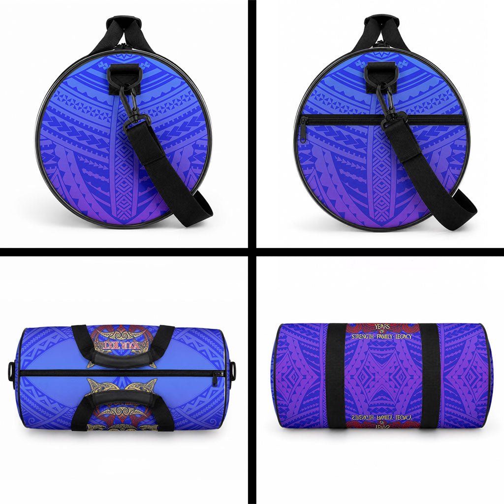 Personalized Polynesian 60th Birthday Duffle Bag Polynesian Tribal Art Vintage Ocean Pattern