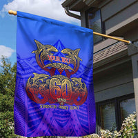 Personalized Polynesian 60th Birthday Garden Flag Polynesian Tribal Art Vintage Ocean Pattern