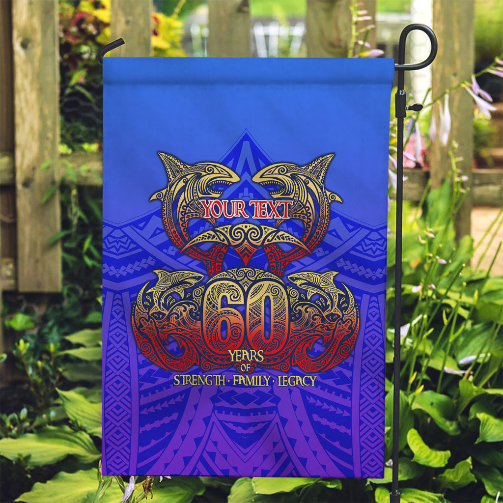 Personalized Polynesian 60th Birthday Garden Flag Polynesian Tribal Art Vintage Ocean Pattern