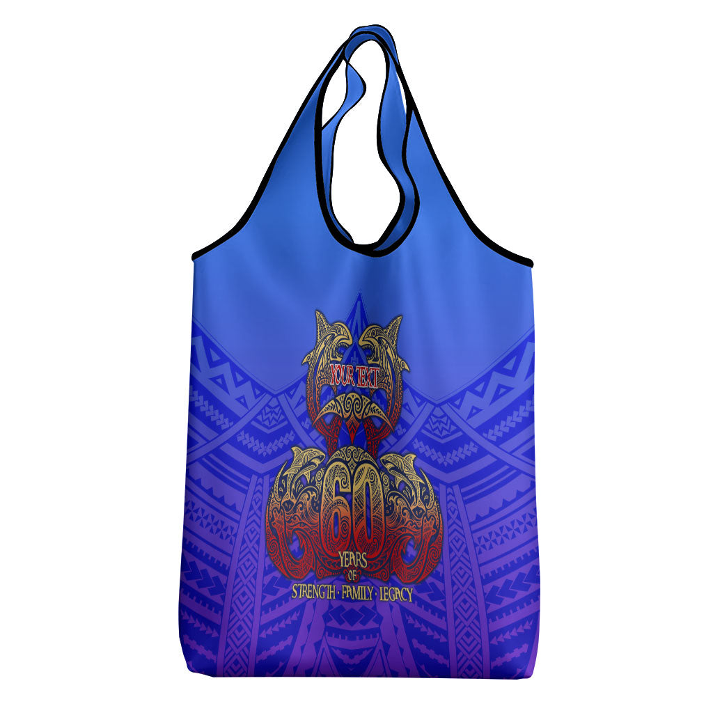 Personalized Polynesian 60th Birthday Grocery Bag Polynesian Tribal Art Vintage Ocean Pattern TS04 - Polynesian Pride