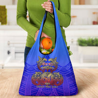 Personalized Polynesian 60th Birthday Grocery Bag Polynesian Tribal Art Vintage Ocean Pattern TS04 - Polynesian Pride