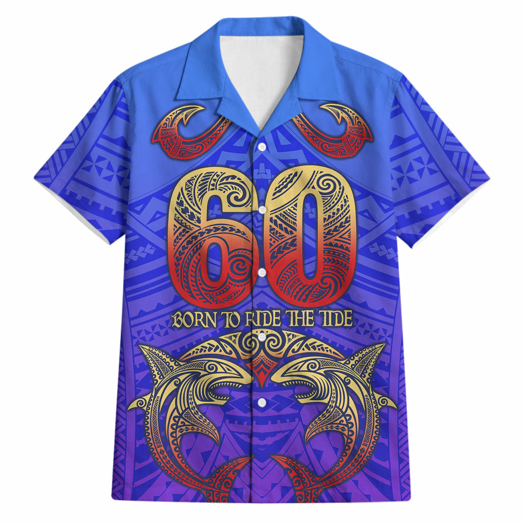 Personalized Polynesian 60th Birthday Hawaiian Shirt Polynesian Tribal Art Vintage Ocean Pattern TS04 Blue Yellow - Polynesian Pride