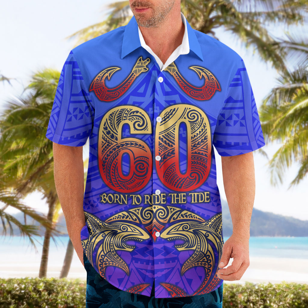 Personalized Polynesian 60th Birthday Hawaiian Shirt Polynesian Tribal Art Vintage Ocean Pattern TS04 - Polynesian Pride