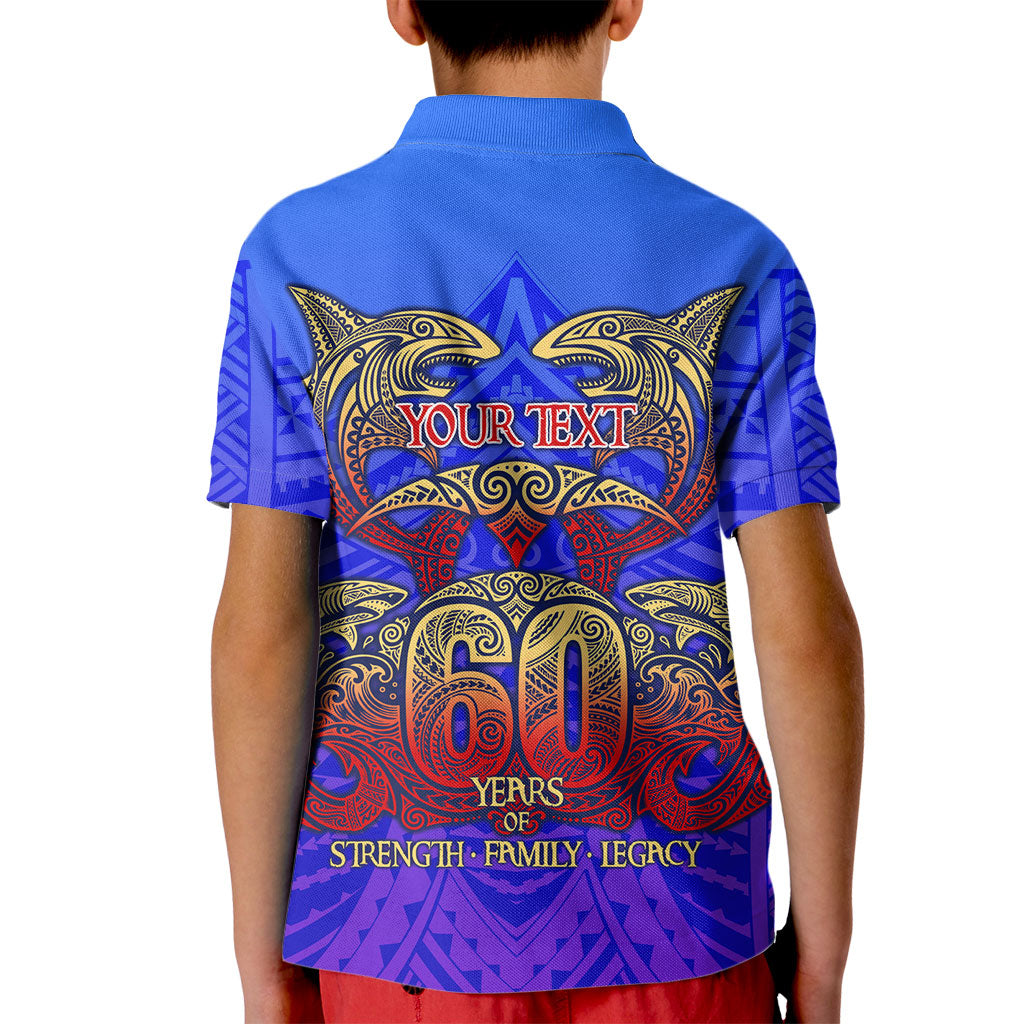 Personalized Polynesian 60th Birthday Kid Polo Shirt Polynesian Tribal Art Vintage Ocean Pattern TS04 - Polynesian Pride