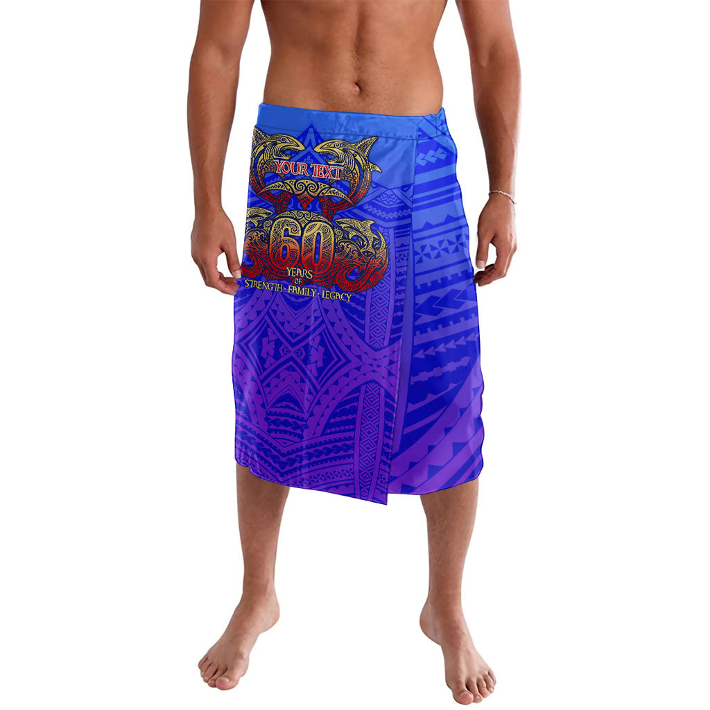 Personalized Polynesian 60th Birthday Lavalava Polynesian Tribal Art Vintage Ocean Pattern TS04 Blue Yellow - Polynesian Pride