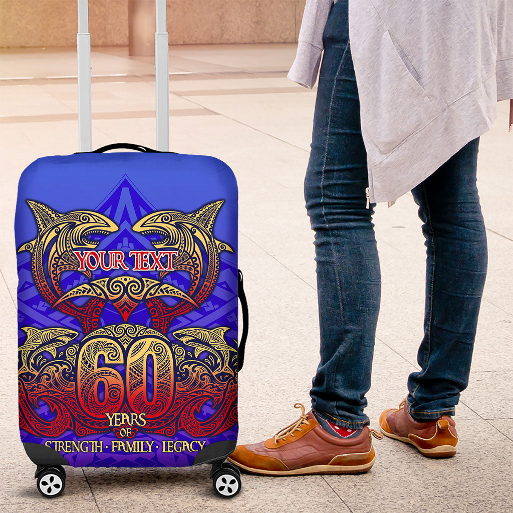 Personalized Polynesian 60th Birthday Luggage Cover Polynesian Tribal Art Vintage Ocean Pattern