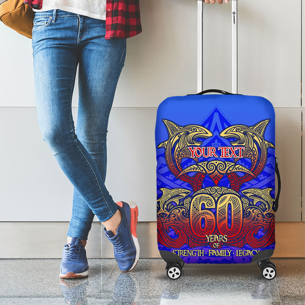 Personalized Polynesian 60th Birthday Luggage Cover Polynesian Tribal Art Vintage Ocean Pattern