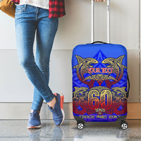 Personalized Polynesian 60th Birthday Luggage Cover Polynesian Tribal Art Vintage Ocean Pattern