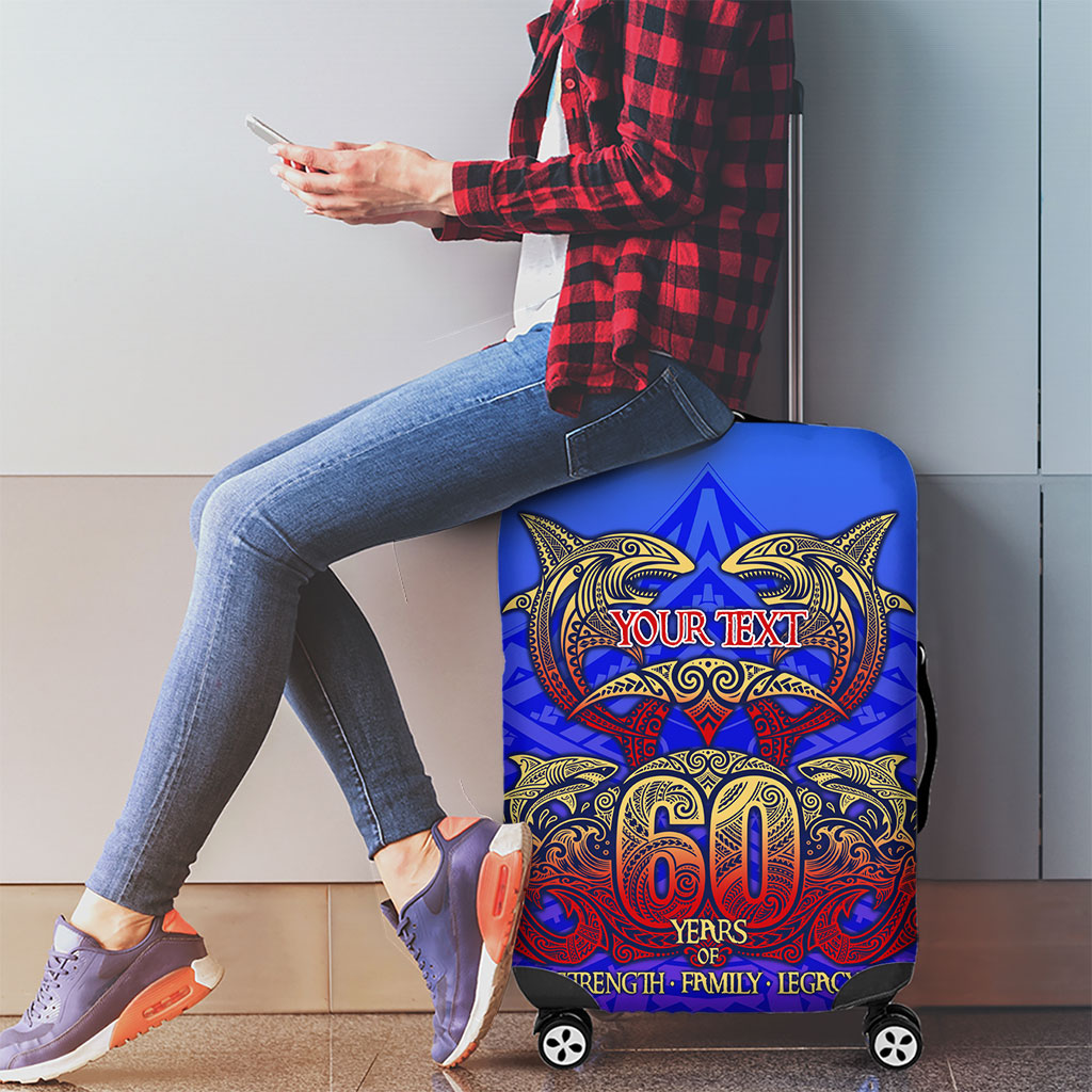 Personalized Polynesian 60th Birthday Luggage Cover Polynesian Tribal Art Vintage Ocean Pattern