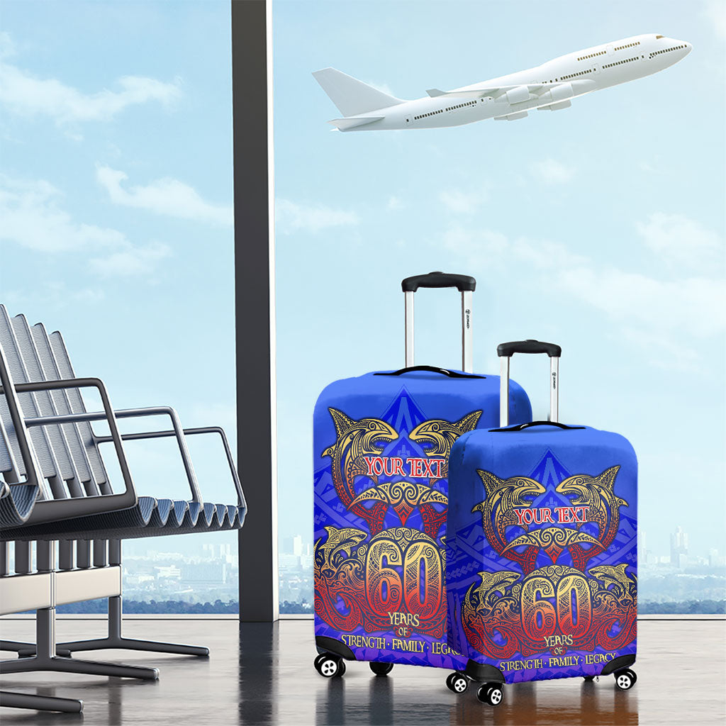 Personalized Polynesian 60th Birthday Luggage Cover Polynesian Tribal Art Vintage Ocean Pattern