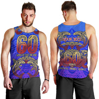Personalized Polynesian 60th Birthday Men Tank Top Polynesian Tribal Art Vintage Ocean Pattern
