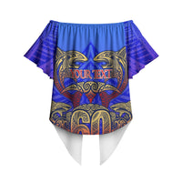Personalized Polynesian 60th Birthday Off Shoulder Wrap Waist Top Polynesian Tribal Art Vintage Ocean Pattern TS04 - Polynesian Pride