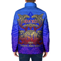 Personalized Polynesian 60th Birthday Padded Jacket Polynesian Tribal Art Vintage Ocean Pattern