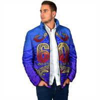 Personalized Polynesian 60th Birthday Padded Jacket Polynesian Tribal Art Vintage Ocean Pattern