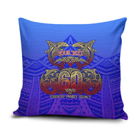 Personalized Polynesian 60th Birthday Pillow Cover Polynesian Tribal Art Vintage Ocean Pattern TS04 Blue Yellow - Polynesian Pride