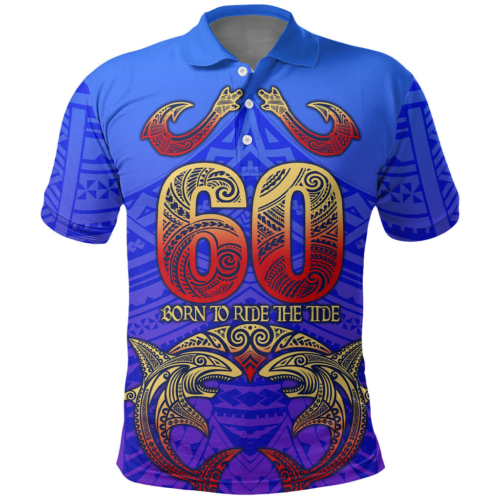 Personalized Polynesian 60th Birthday Polo Shirt Polynesian Tribal Art Vintage Ocean Pattern